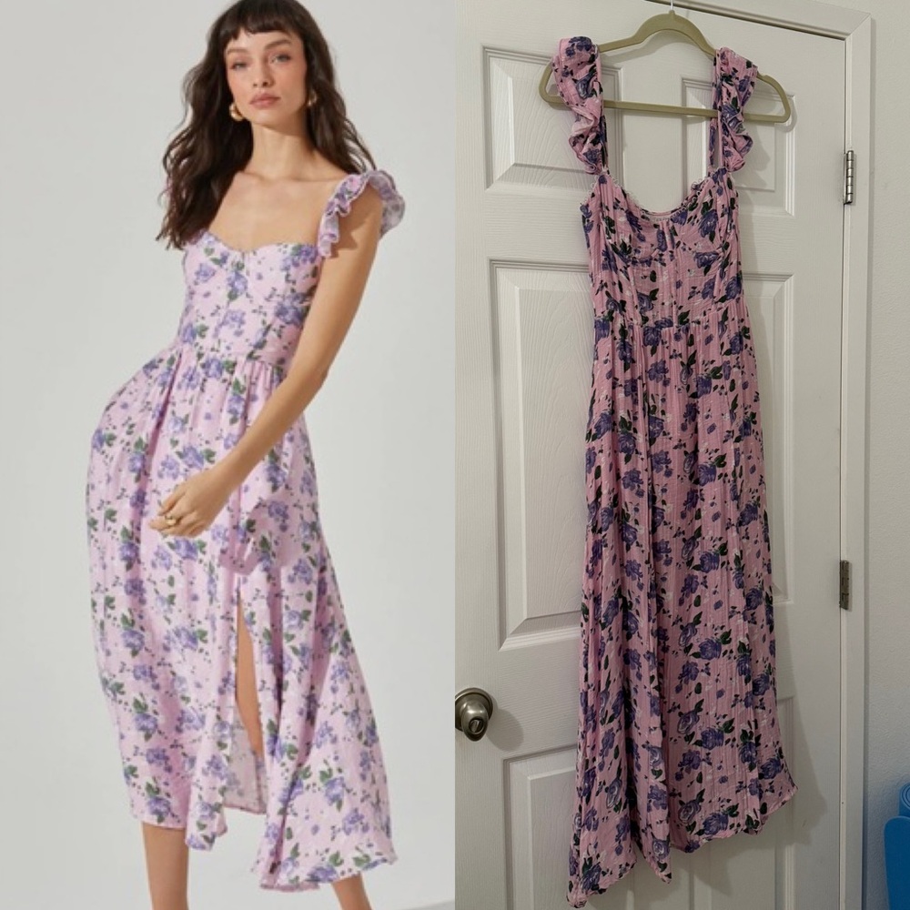 ASTR The Label Wedelia Purple Floral Midi Dress